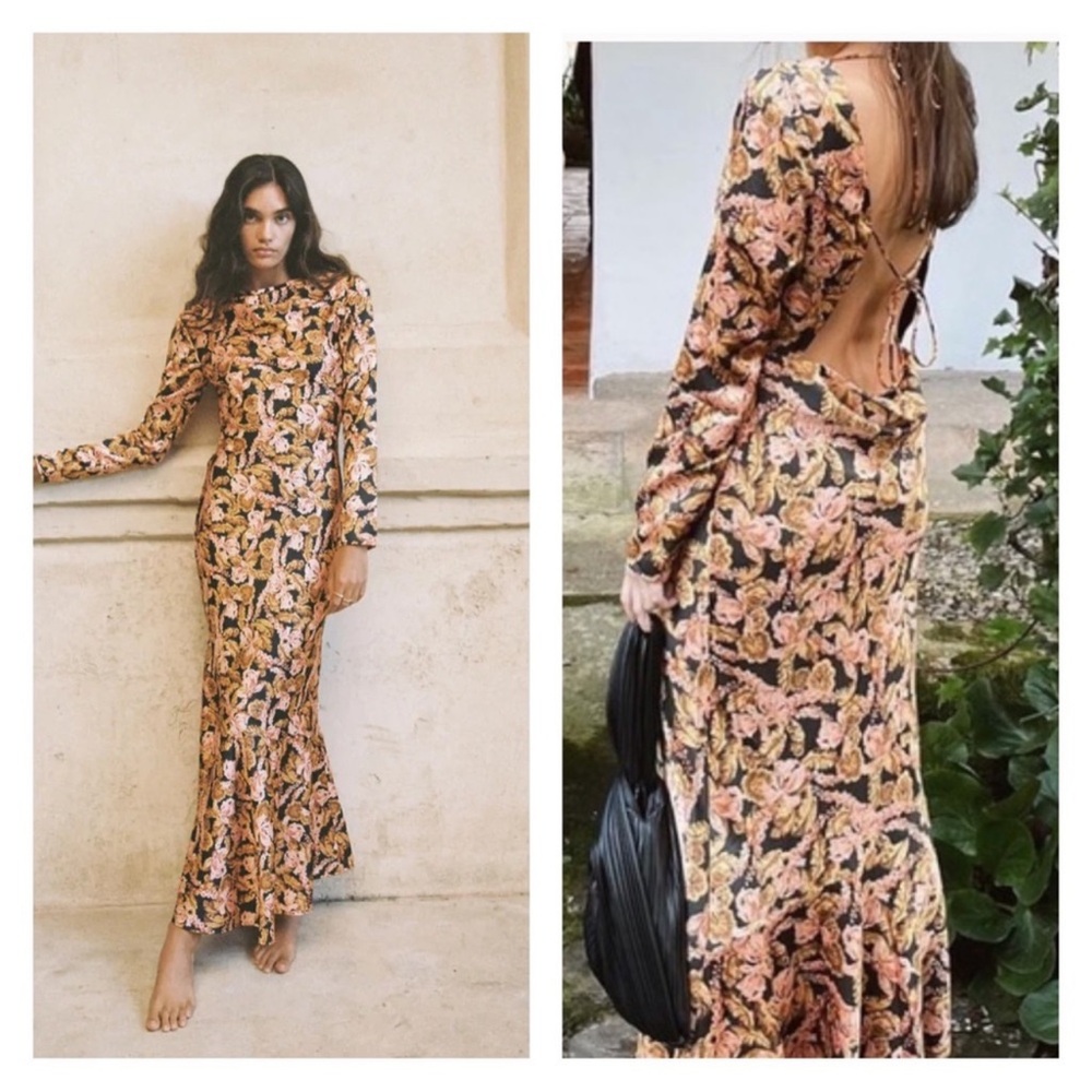 Significant Other Yvonne Long Sleeve Open Back Floral Dress Size 10